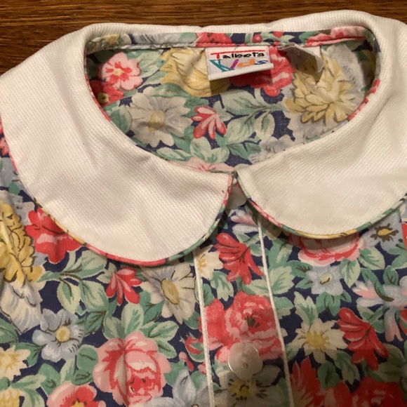 Talbots Kid Floral Dress with Peter Pan Collar Size 5 Short Sleeve - Picture 4 of 7